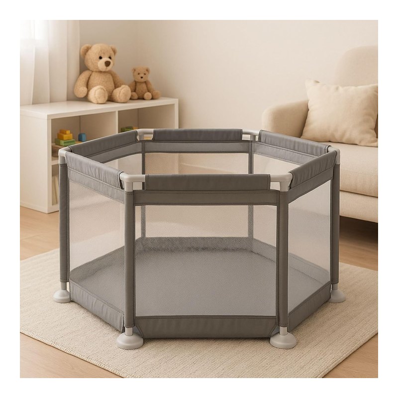 Cercadinho Hexagonal para Bebê com Grade e Zíper