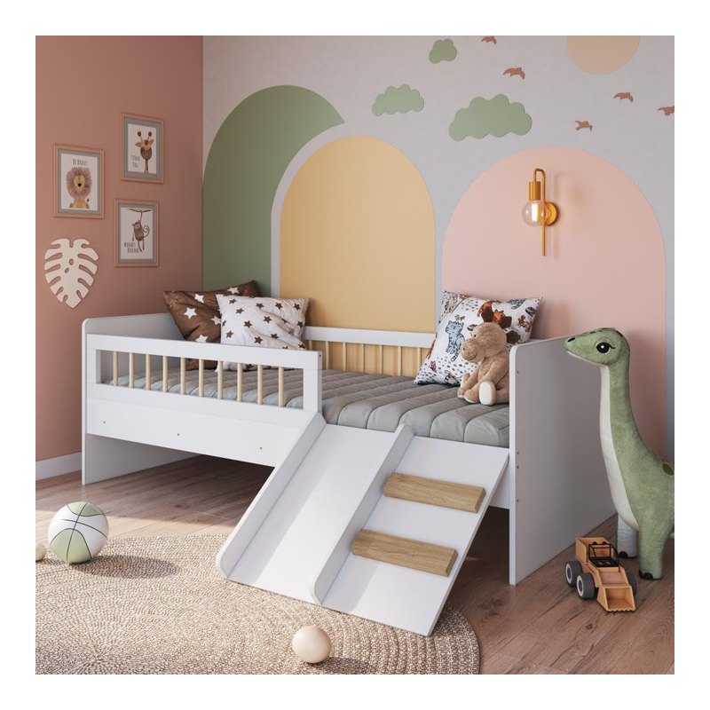 Completa Móveis Cama Montessoriana Solteiro Affetto com Escada e Escorrega