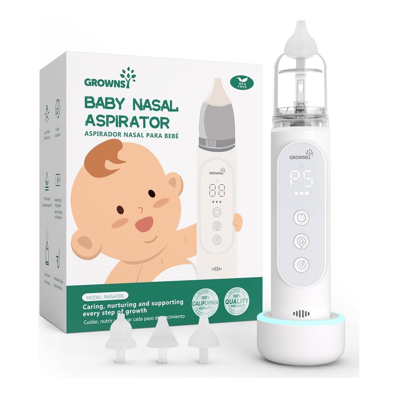 GROWNSY Aspirador Nasal Elétrico à Prova d'Água IPX7 com 5 Níveis