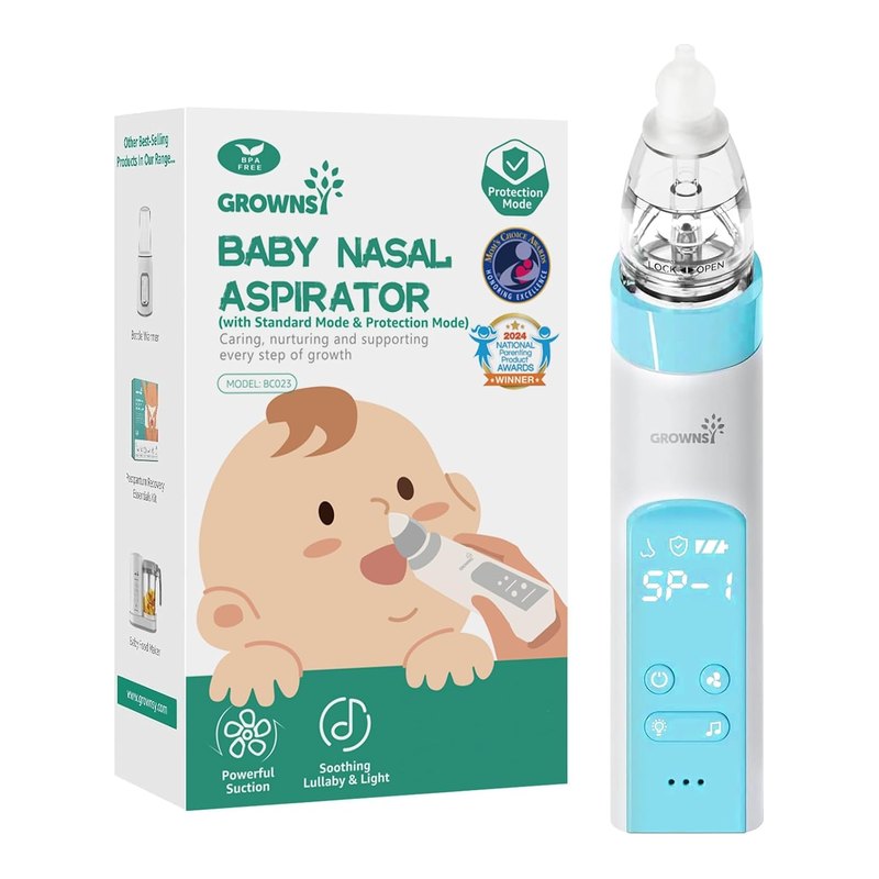 GROWNSY Aspirador Nasal Elétrico com Modo de Proteção e 3 Pontas