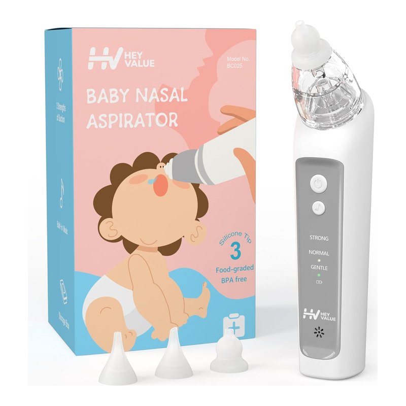HEYVALUE Aspirador Nasal Elétrico para Bebês com 3 Pontas de Silicone