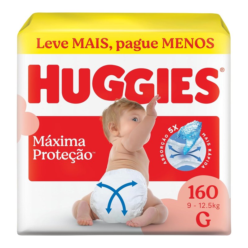 Huggies Fralda Máxima Proteção G 160 Unidades