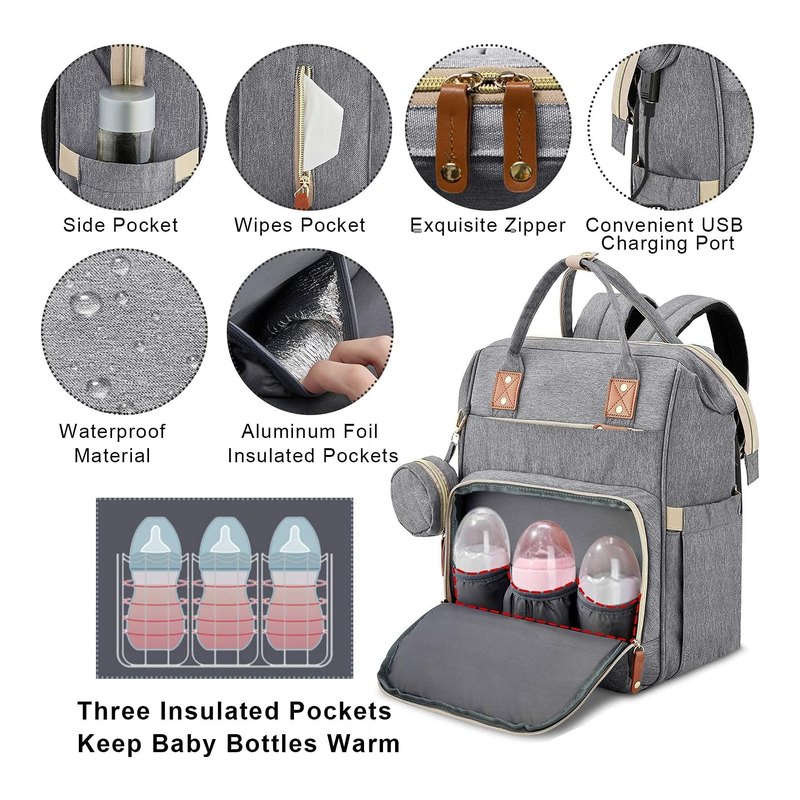 Mochila Maternidade Impermeável Grande Capacidade com USB